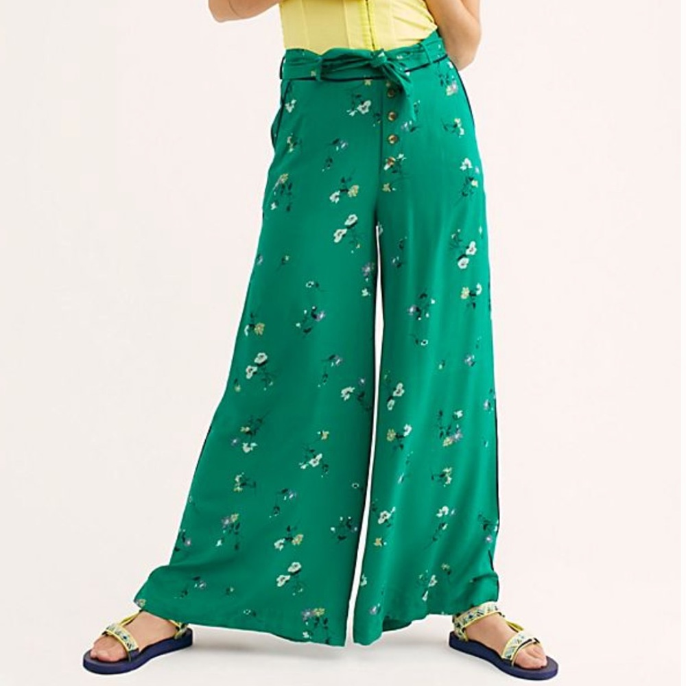 Free People Lucky Green Bennie Pants - Picture 2 of 4